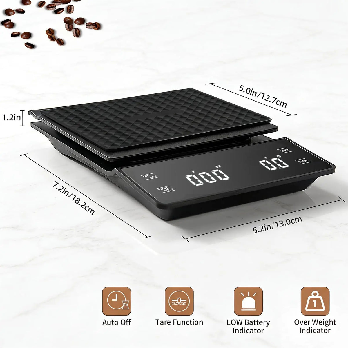 ScoopSense Coffee Scale — 3kg/0.1g with Brew Timer